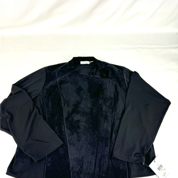 NEW Calvin Klein Vegan Suede Front asymmetrical zip jacket with stretchy back 2X - Picture 3 of 11